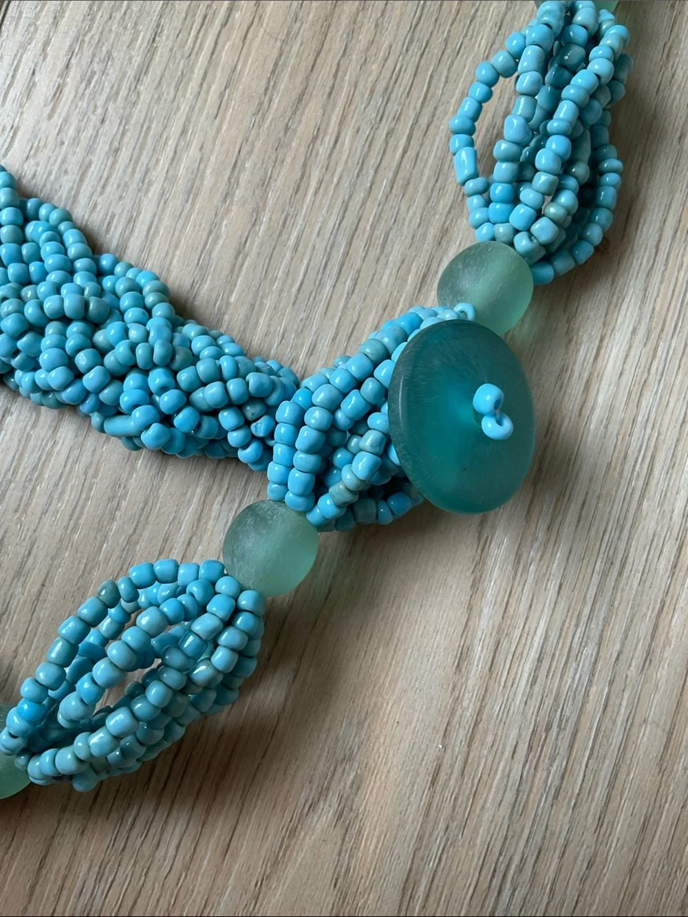 Braided Turquoise Colored Seed Bead Belt Boho Coastal Cowgirl Island Resortwear